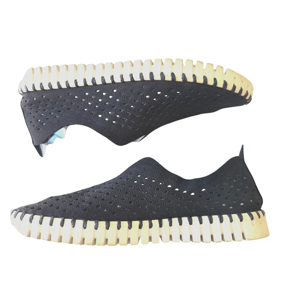 Ilse Jacobsen Tulip 139 Black Laser Cut Slip On Loafers Women Size 38 EU 8 US